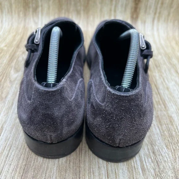 John Varvatos Double Monk Strap Men's Size 10.5 Grey Suede Shoes Made In Italy